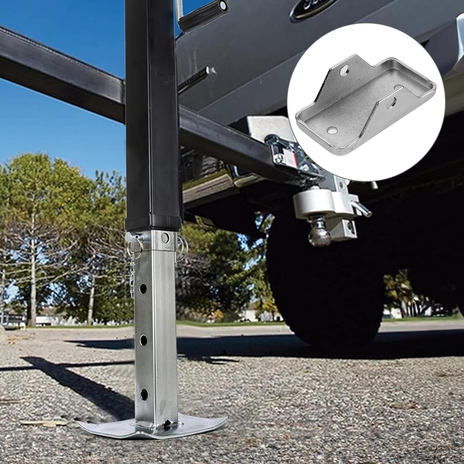 jojofuny Trailer Jack Foot Plate with Base Stabilizer Sturdy Trailer Jack Accessory