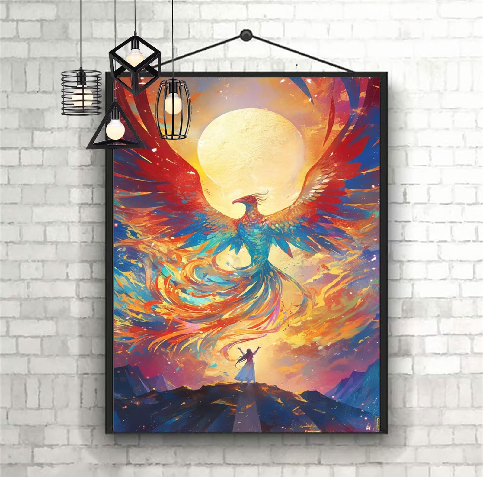 Diamentowe malowanie księżyc diament malowanie dzieci 60x90 cm 2025 diamentowe malowanie feniks, DIY diamentowe rysunki ścieg krzyżykowy rzemiosło dla dorosłych, obraz diamentowy dekoracja domu
