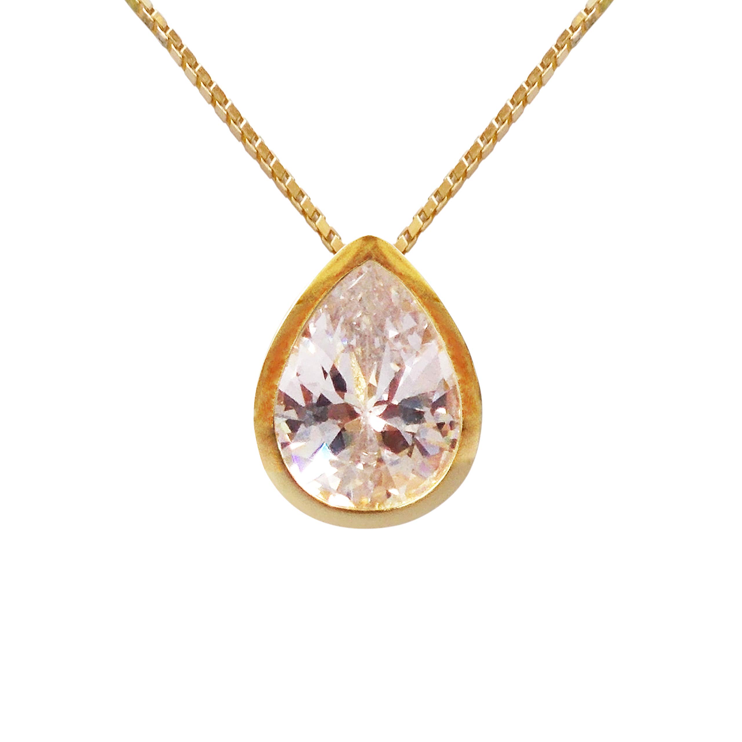 Hiqmic'Hiqmic 925 Sterling Silver Water Drop Pendant Necklace Fashion Zirconia & White Gold Plated Jewelry Gifts for Woman, 16'''