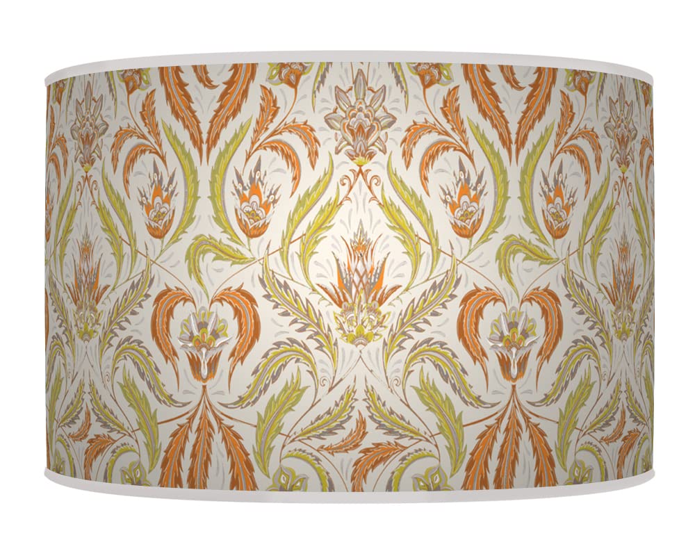 New Morris Inspired Lampshade Rustic Orange Green Ceiling Light Drum Lamp Shade Floor Table or Ceiling Pendant Light Shade dz118 (40cm(16")