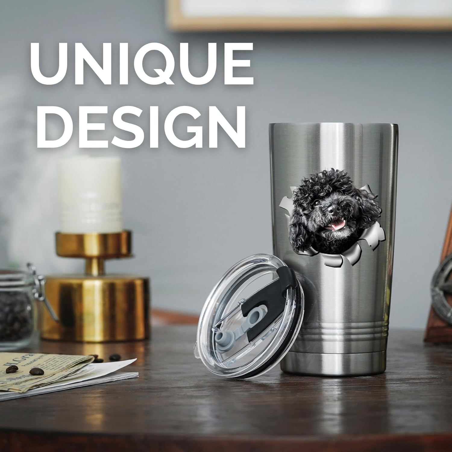 Onebttl Poodle Gifts for Women/Men, Unique Poodle Dog Design, Best Poodle Lover Gifts, 20oz Stainless Steel Insulated Tumbler with Lid & Straw, Poodle Tumbler - Black - Image 4