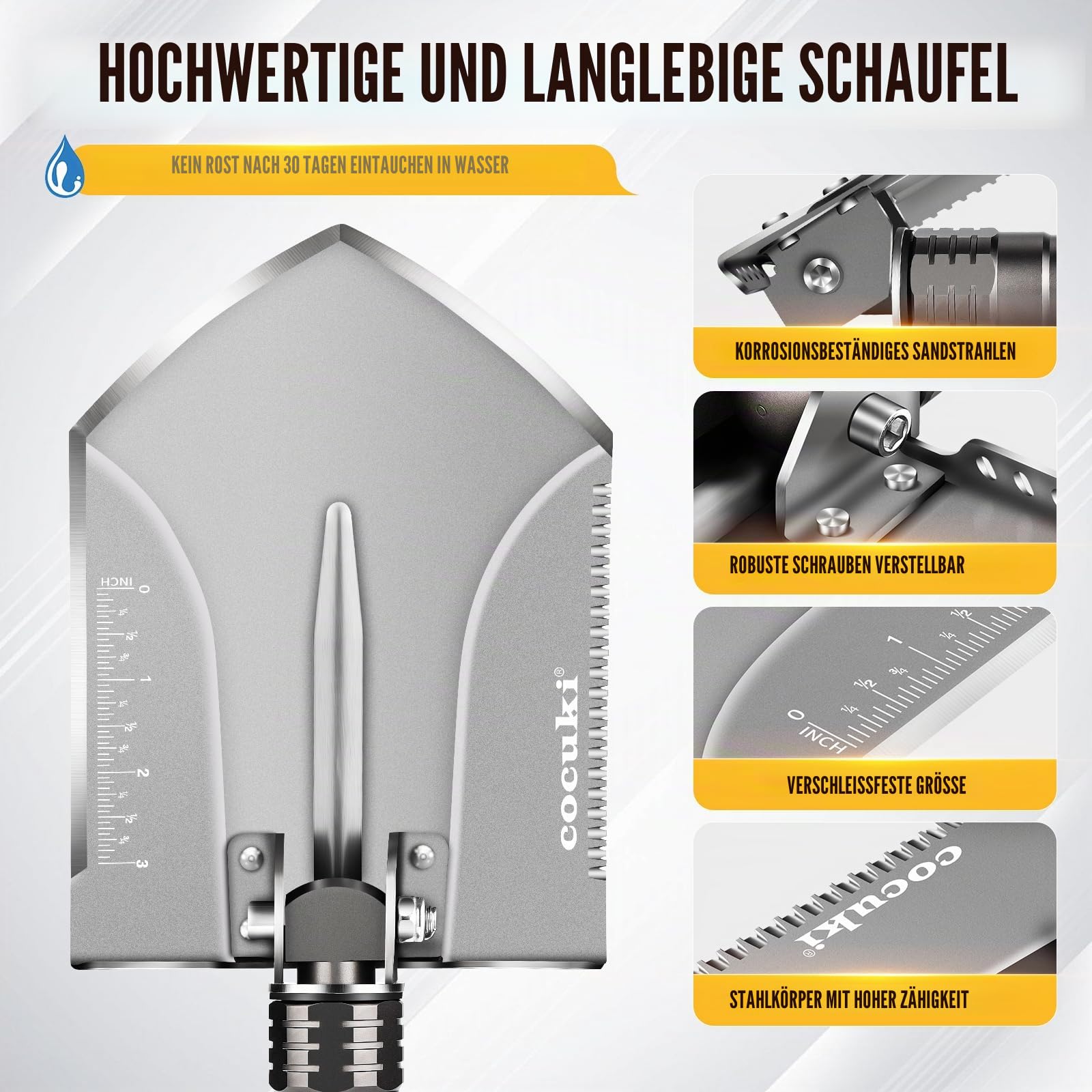 1.0 Multifunktionale Outdoor-Klappschaufel mit Einstellbarer Ausrüstung aus Kohlenstoffstahl, geeignet für Outdoor-Camping-Wandern und Überlebensnotfälle