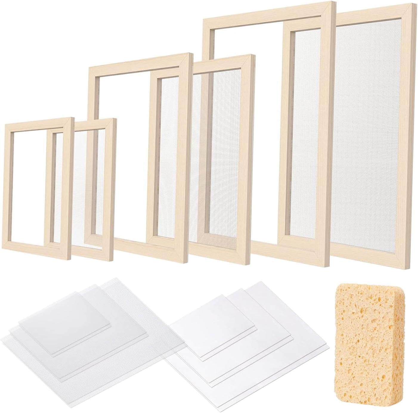 Fancyes Paper Making Frame Kit Papermaking Supplies Sponge DIY Paper Crafts for A4 A5 A6, Indoor, Presentation Home