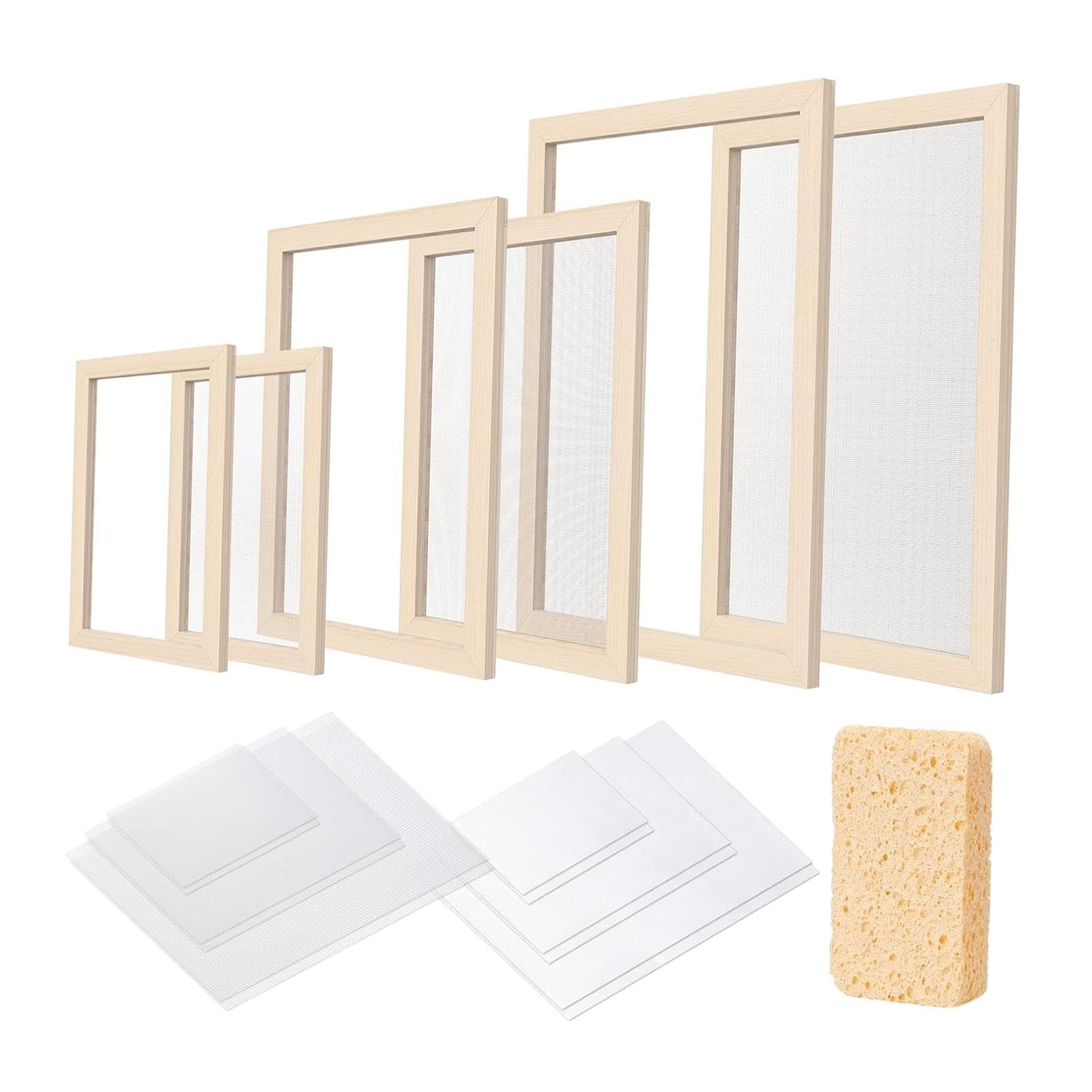perfk Kit de de Madera para Hacer Papel (tamaños A4, y A6), Herramientas educativas con Papeles absorbentes, Ideal para Crear Pantallas para
