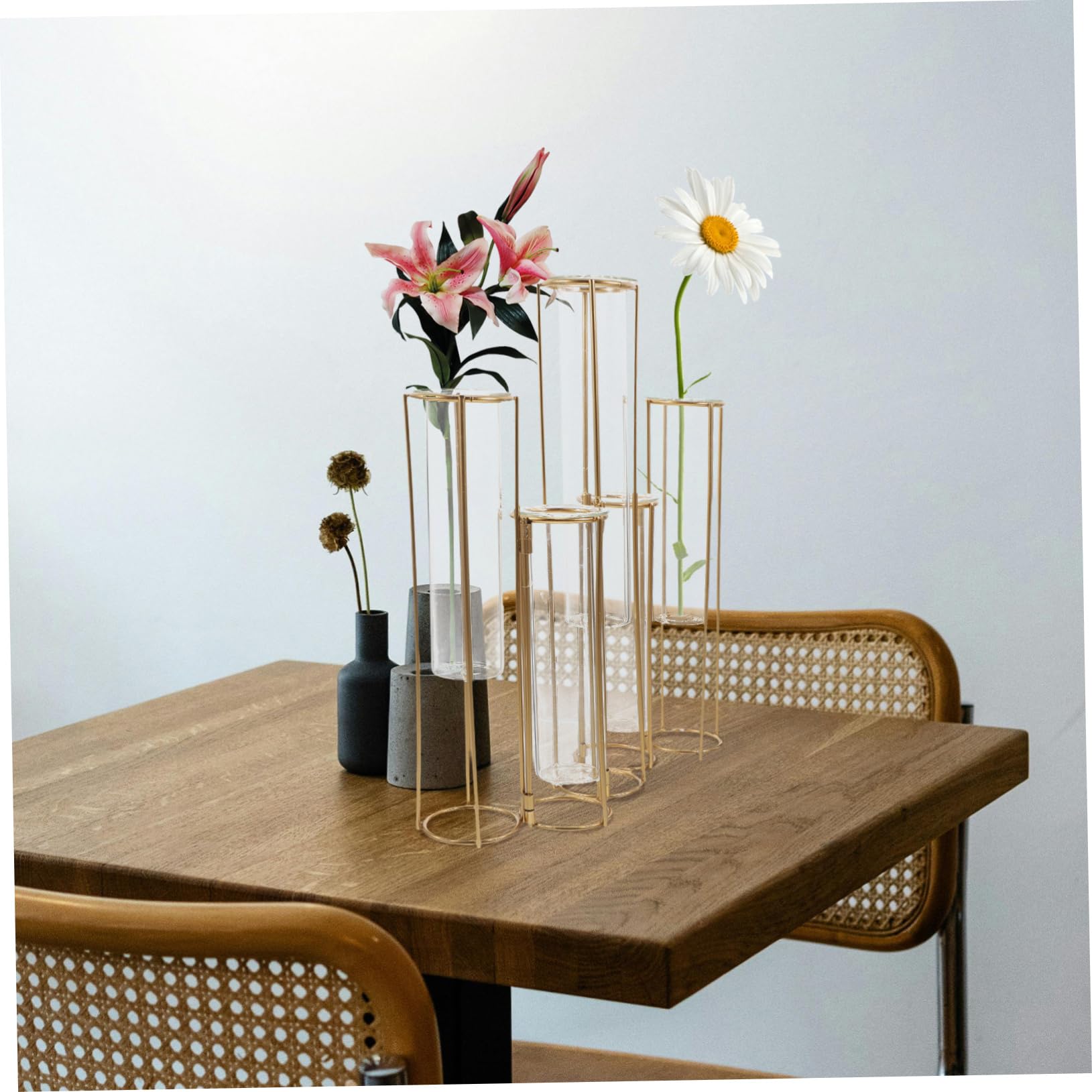 MAGICLULU Vase Hydroponique Verre avec Support Métallique Tubes De Propagation pour Plantes Décoration De Maison Et Bureau