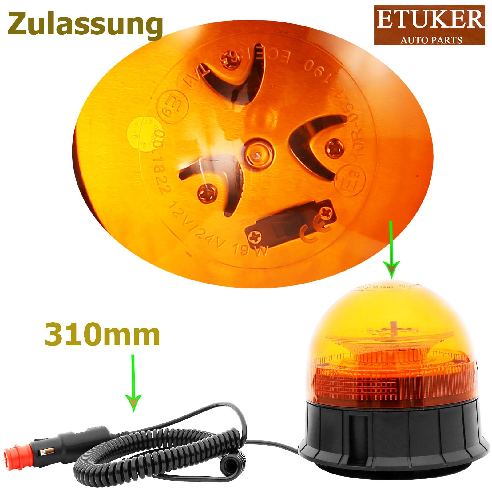 Piloto Estroboscópica Luz Rotativo Led NaranjaTractor Magnetico 12v 24v Flash de Emergencia Homologadas