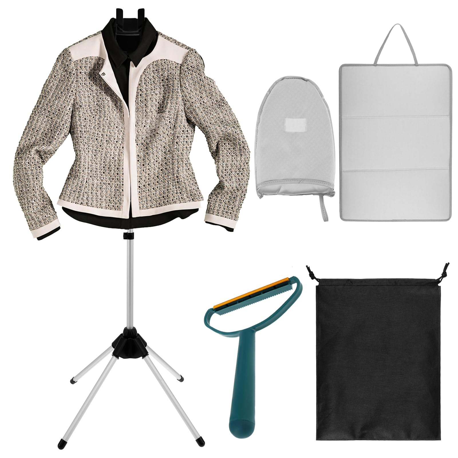 Kandishiex Steamer Hanger Stand Adjustable Height Handheld Garment Steamer Stand 360° Rotatable Steam Iron Rack Foldable Clothes Steaming Rack (Black)