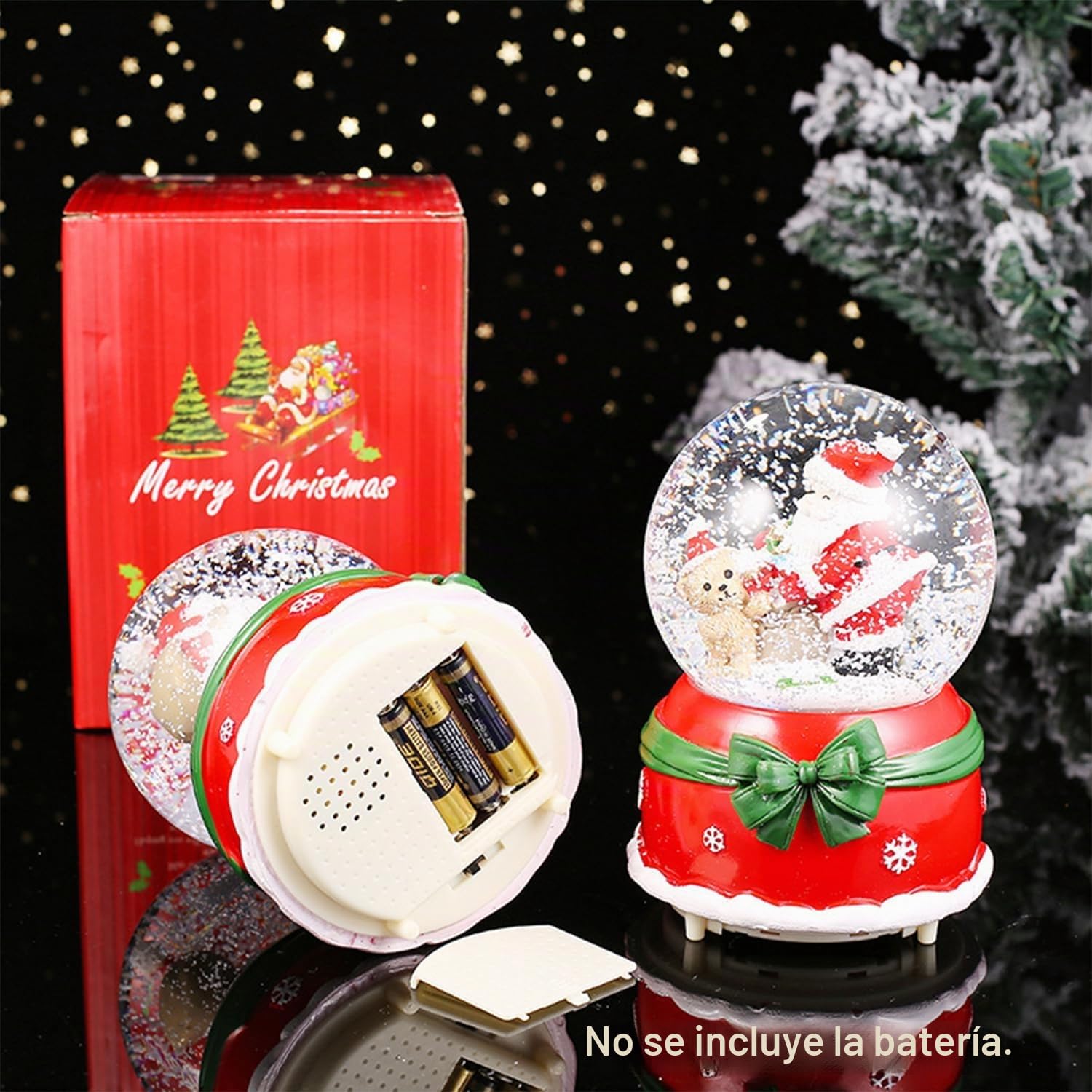 Bola de nieve musical de Navidad, caja de música con luz automática de nieve y luces coloridas de Papá Noel, ciervo, globo de nieve, adorno de escritorio de Navidad Año Nuevo, niñas, niños y adultos