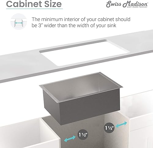 Miniatura 8 de Swiss Madison Well Made Forever SM-KU709 Fregadero empotrado, acero inoxidable