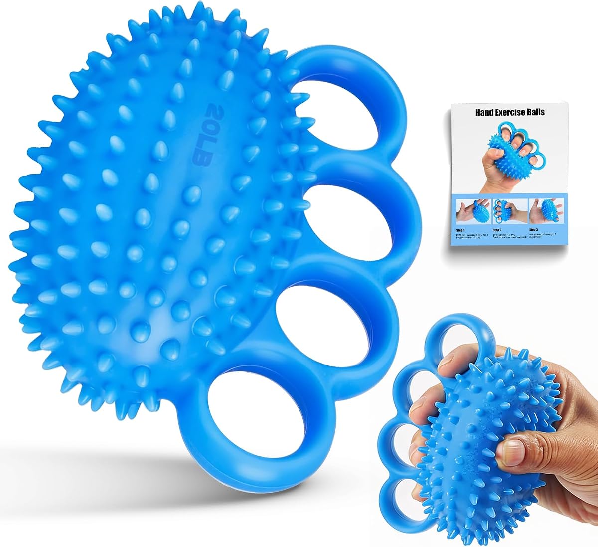 Hand Exercise Ball, Finger Therapy Ball, Grip Strengthener for Adults - Stress Relief, Massage Ball, Resistance Training for Wrist Flexibility, Hand Strengthening, Anxiety Relief