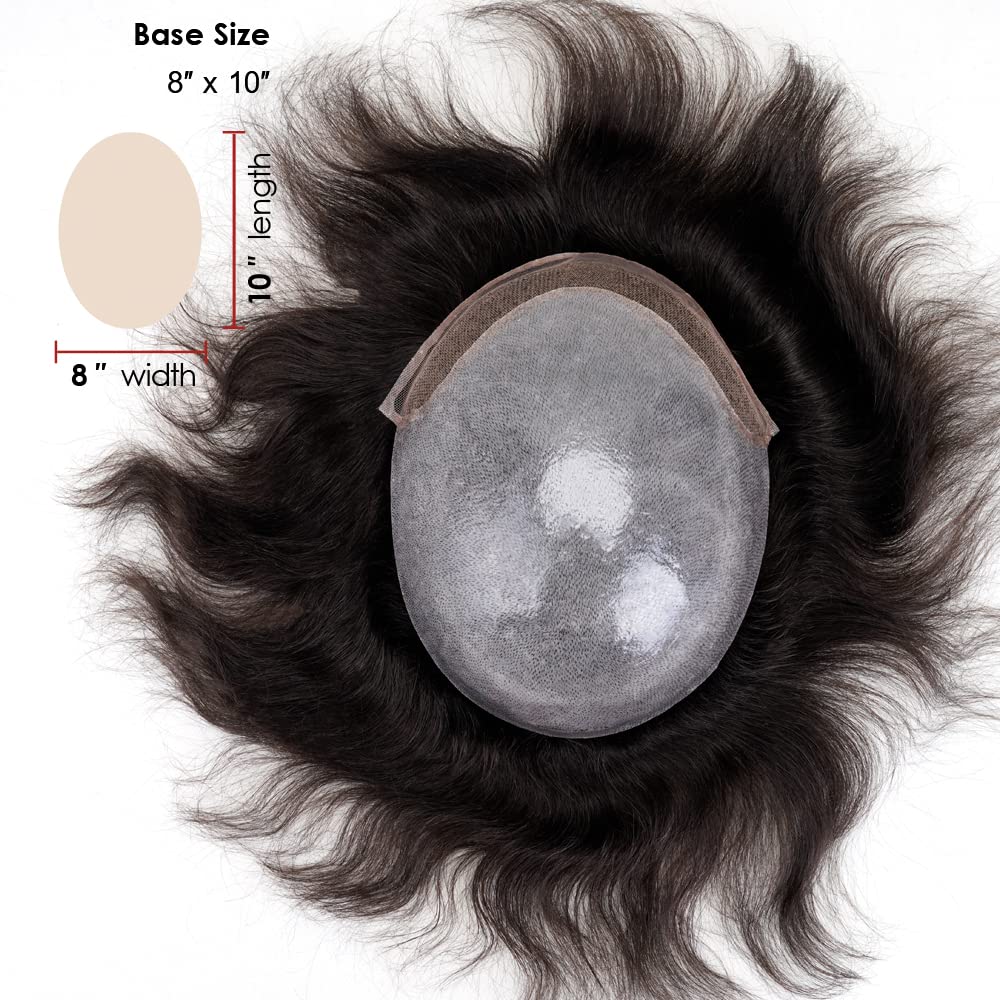 Lordhair peruka męska, realistyczna tupet, 0,08 mm, cienka skórzana podstawa, 20 x 25 cm, łatwe zakładanie, średnia gęstość, francuskie koronki i zaawansowane połączenie PU