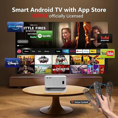 Miniatura 2 de Netflix - Proyector inteligente con licencia con WiFi y Bluetooth, nativo 1080P 4K compatible con mini proyector de teléfono portátil, enfoque