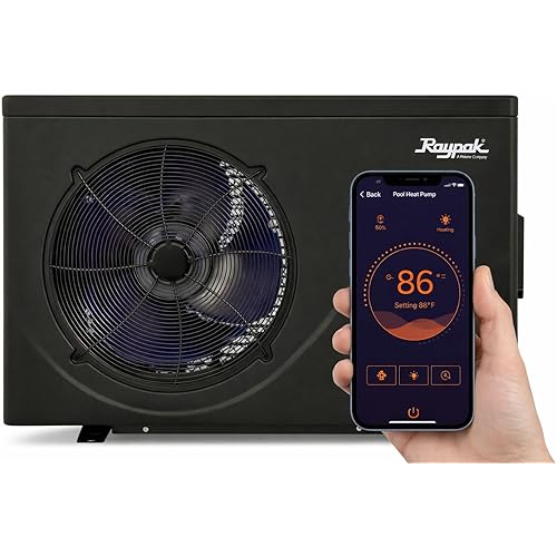 Raypak Crosswind 40i 33,000BTU Electric Swimming Pool Heat Pump Heater, 208/230V Hard Wired Inverter Technology, WiFi, Above Ground & In Ground Pool and spa Heater and Chiller, 9000 Gallon, Heat Cool