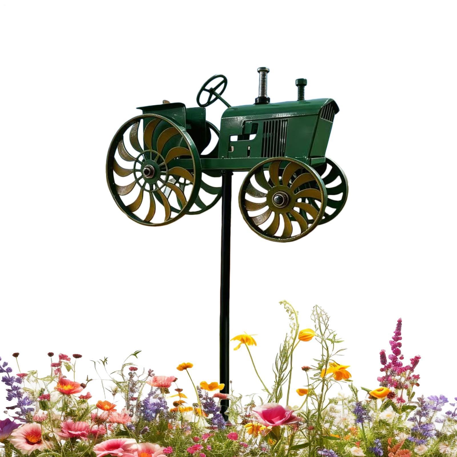 Molino eólico decorativo para jardín y terrazas con silueta rústica de tractor
