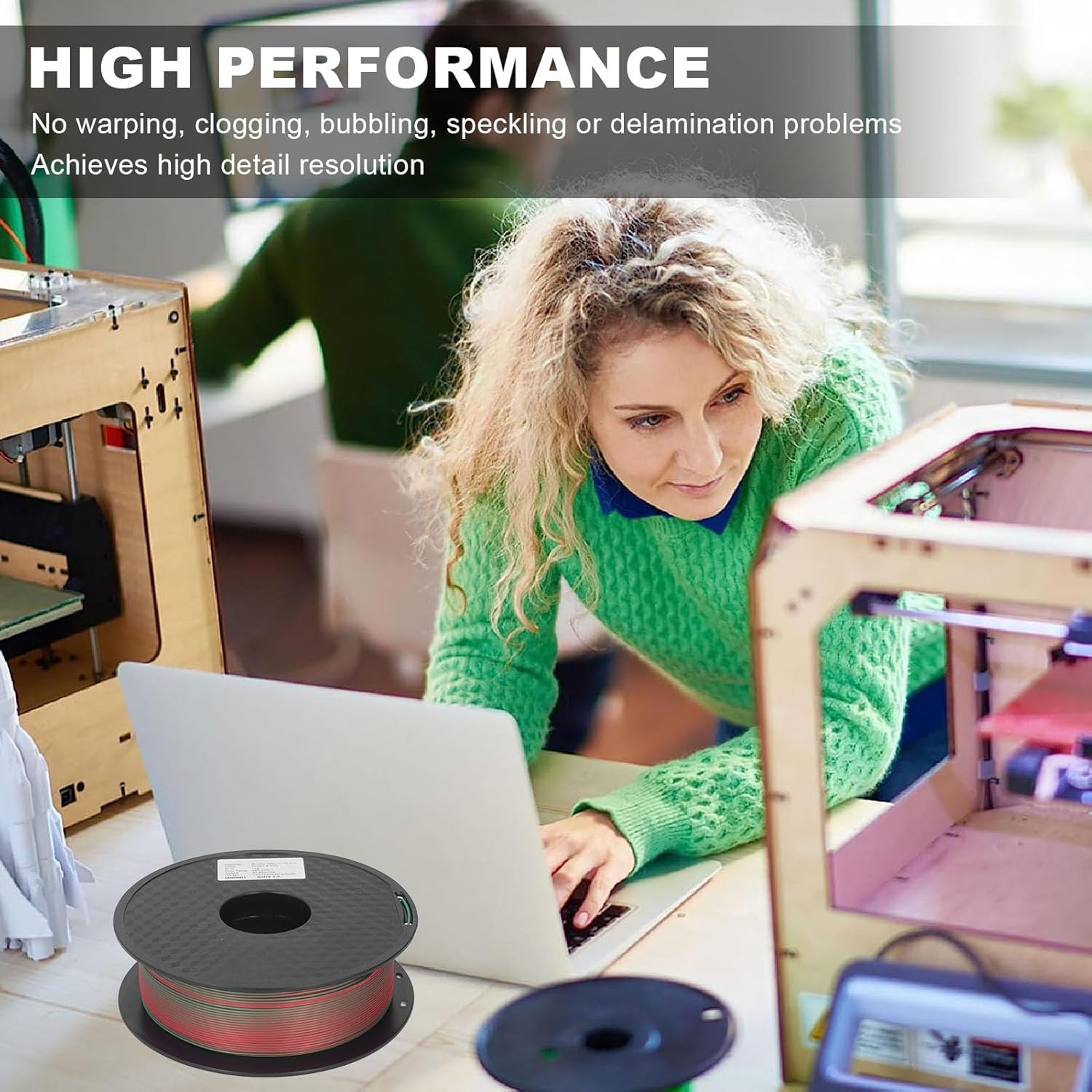 Dual Color PLA Filament 1.75mm, Shiny 3D Printer Consumables, Clog Effortless, High Performance for Detailed Printing