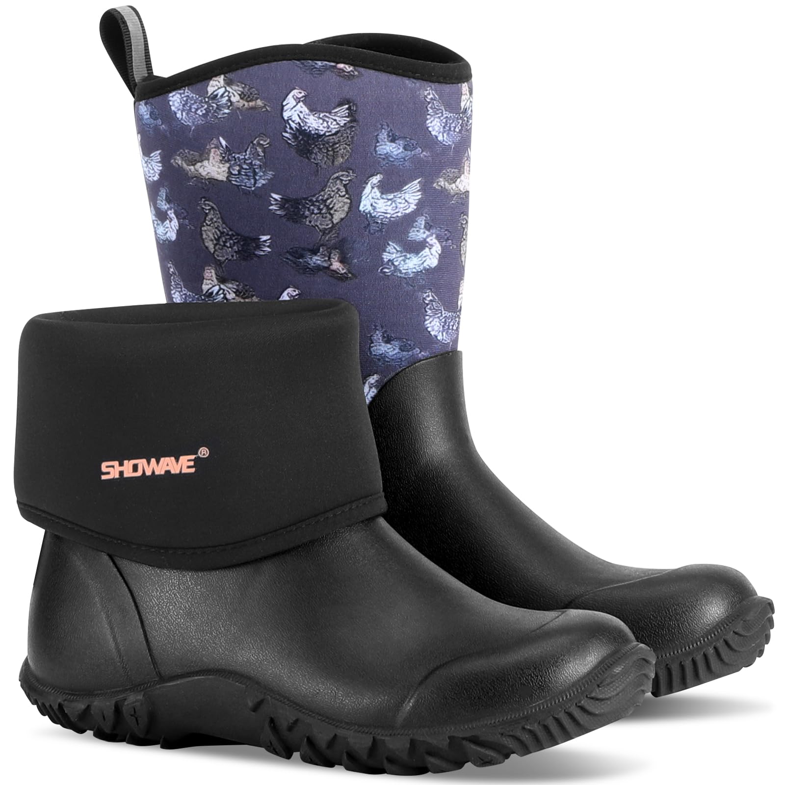 Showave Womens Garden Boots Rubber Rain Boots For Women Waterproof Mud Boot Gardening Yard Boot For Farming Working