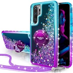 Miss Arts Funda Huawei P30 Pro,[Silverback] Carcasa Brillante Purpurina con Soporte giratorios, Transparente Cristal Telefono Fundas Case Cover para Huawei P30 Pro -PÚRPURA