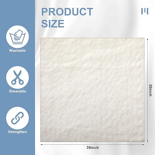 Miniatura 3 de Juego de 3 piezas de edredón de algodón natural, resistente al calor, bateo de algodón blanco cálido, bateo ligero para agarraderas, acolchados,