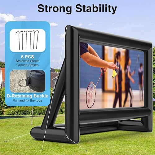 Miniatura 6 de Estgora Pantalla de proyector inflable de 19 pies para pantalla de cine inflable exterior con soplador de aire para cine en casa al aire libre,