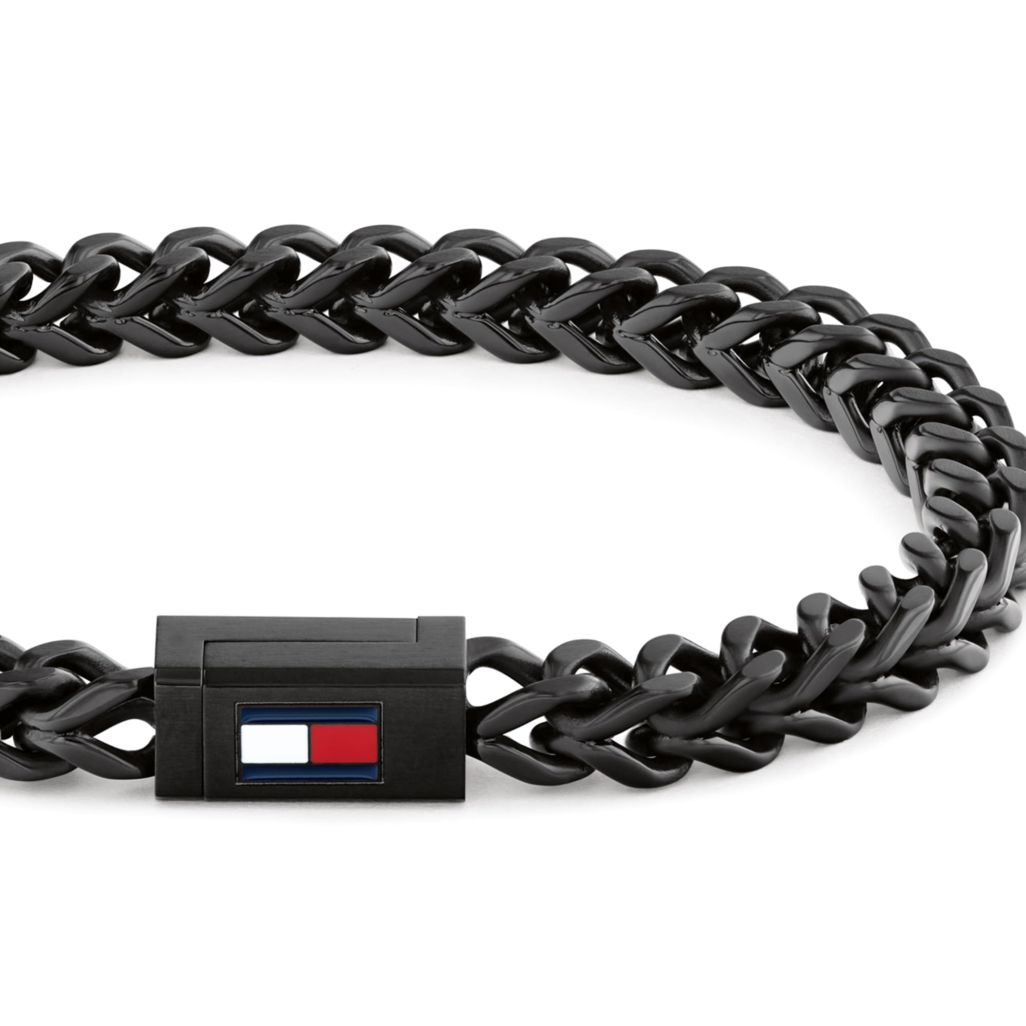 Tommy Hilfiger Jewelry Bracelet en Chaîne pour Homme en Acier Inoxydable avec le Drapeau Iconique de Disponible en Argent, Or ou Noir