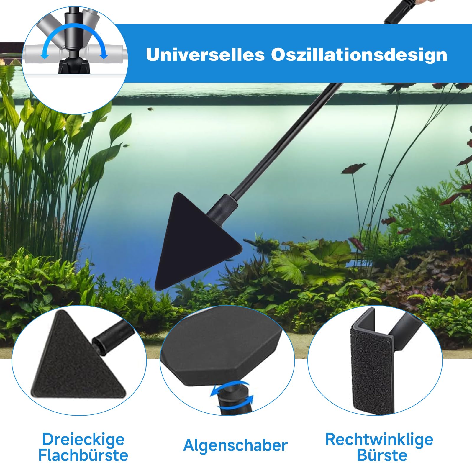 3 in 1 Aquarium Reinigungsset, 1 Stücke 30 ml Aquarium Pipette Dropper, Algenreiniger Tool Set, Algenschaber Triangle Bürste Rechtwinkliger Bürste, für Glas Fischbecken