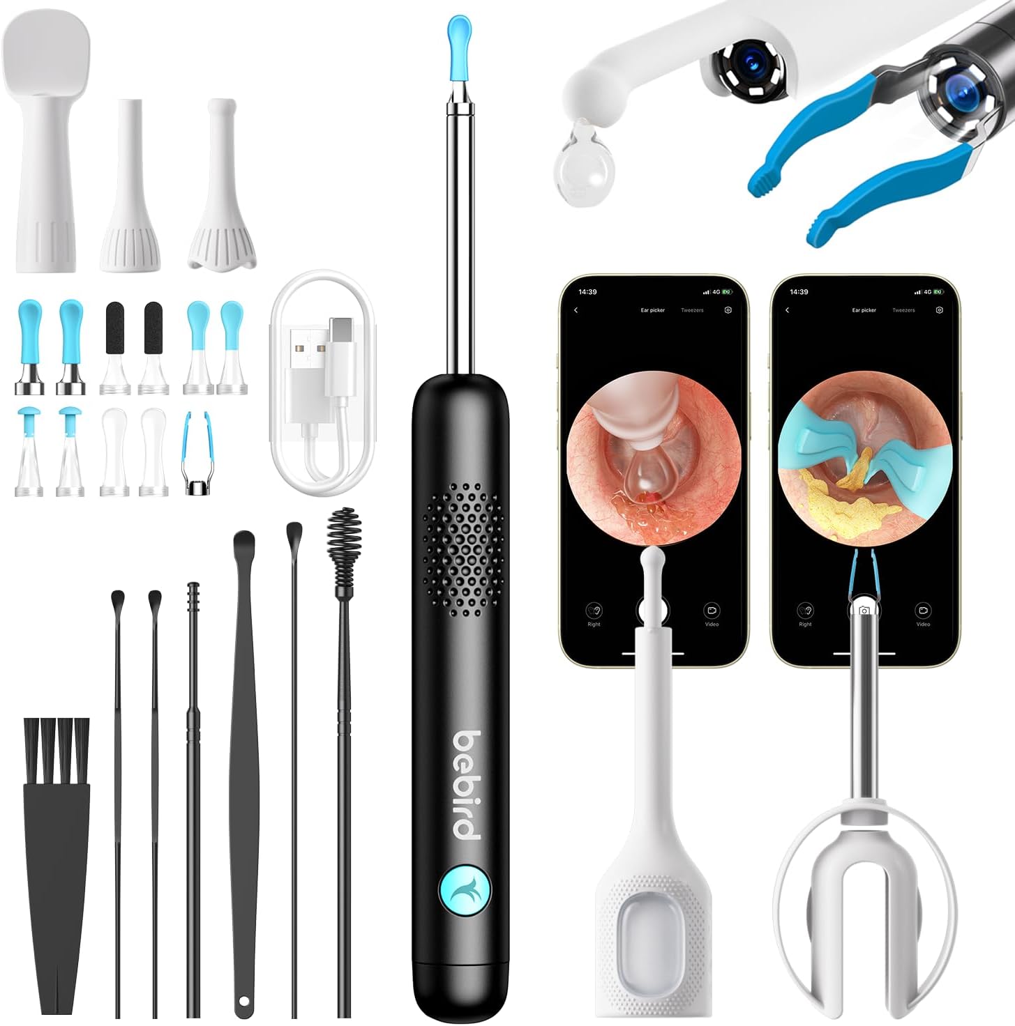 BEBIRD Ear Wax Removal Tool with HD Camera - R1 Upgraded Smart Visual Ear Cleaner with Otoscope, Ear Viewer with 6 LED Light & Multi Replacement Tips for Cleaning Earwax & Inspection Kits
