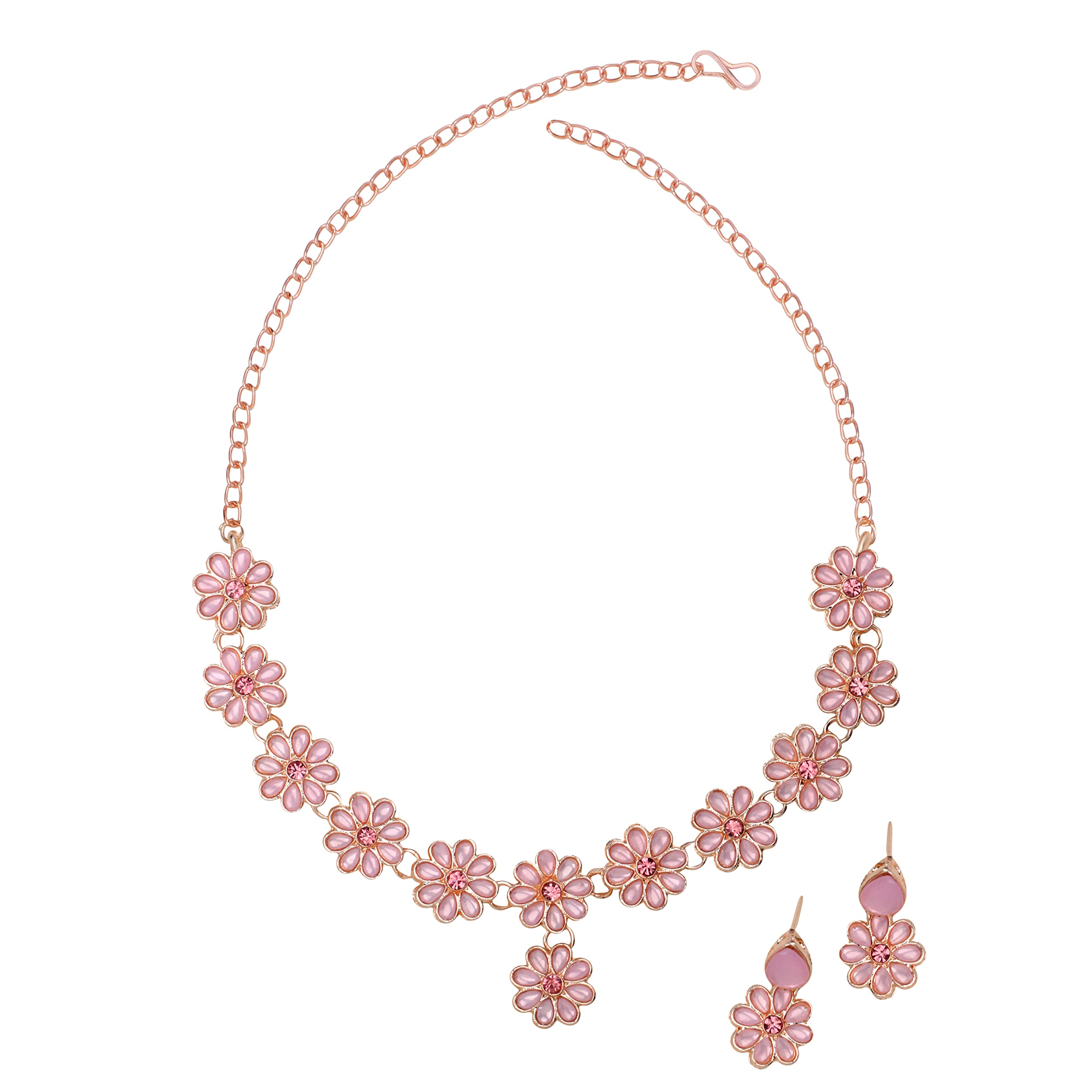 Atasi International Gold Plated Mint Pink Crystal Necklace with Earrings for Women - Jewellery Set for Party, Wedding, Engagement (MP5734) (B0BYXD97CJ) Amazon Price History, Amazon Price Tracker