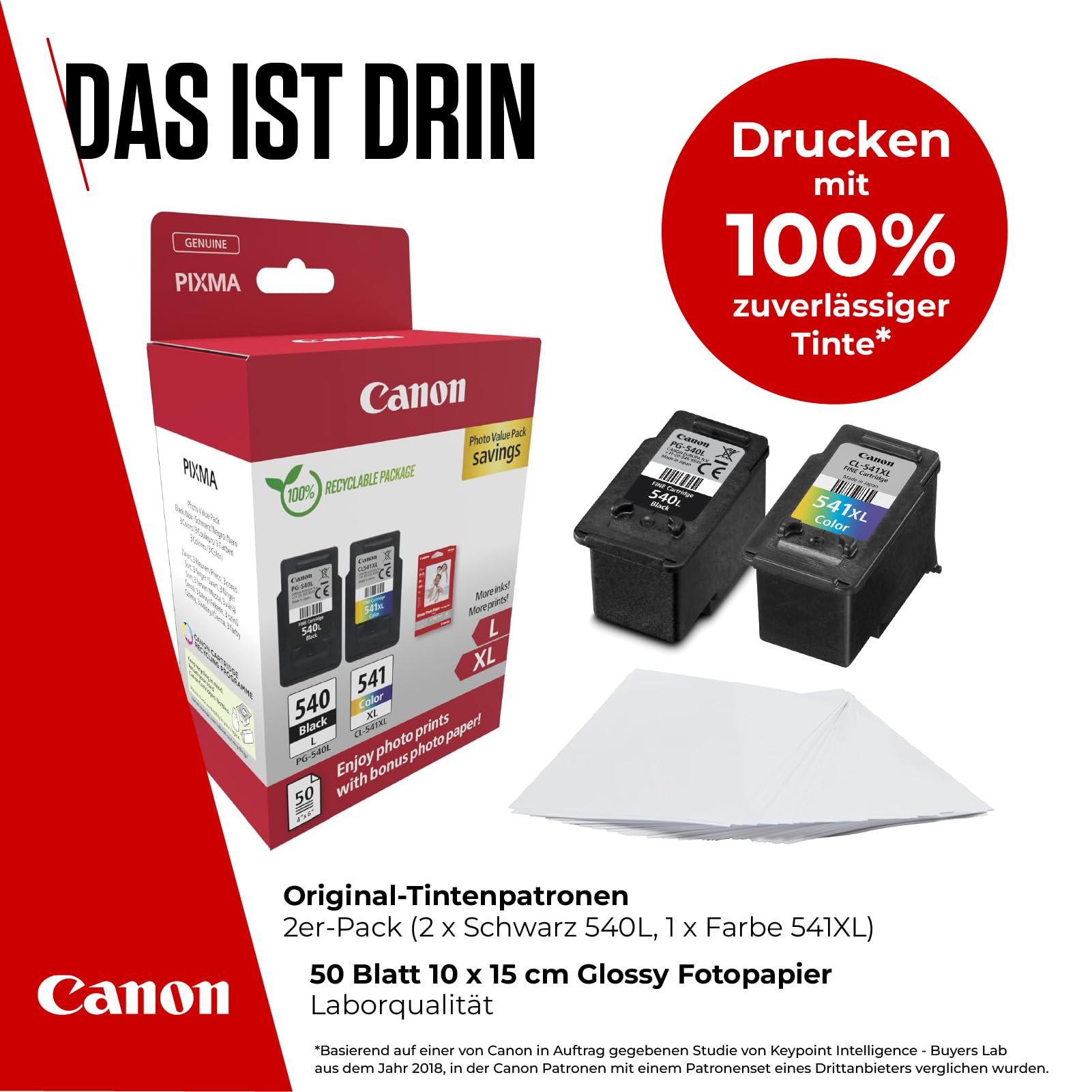 Canon PG-540XL + CL-541XL FINE Original XL-Druckerpatronen + Fotopapier