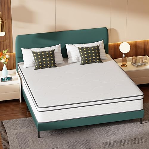 Miniatura 10 de PayLessHere Colchón híbrido de 6 pulgadas con resortes interiores y espuma, sin fibra de vidrio, colchón de resortes de firmeza media, colchón de