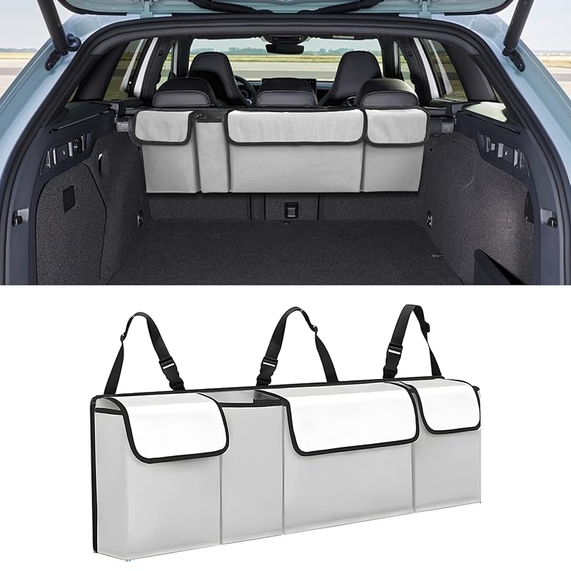 Organizador Suspenso para Porta-Malas em Tecido Oxford Alieemo Branco/Lime