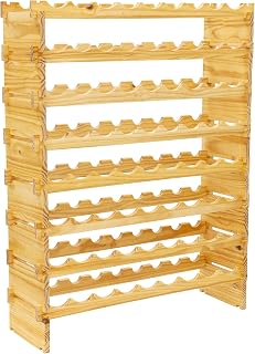 Pearington 72 Bottle Stackable Modular Wine Rack, 8-Tier Solid Pine Wine Bottle Holder, Free Standing Display Shelf, Wobble-Free Shelves for Kitchen, Bar, and Cellar, 10” x 33.5” x 43”
