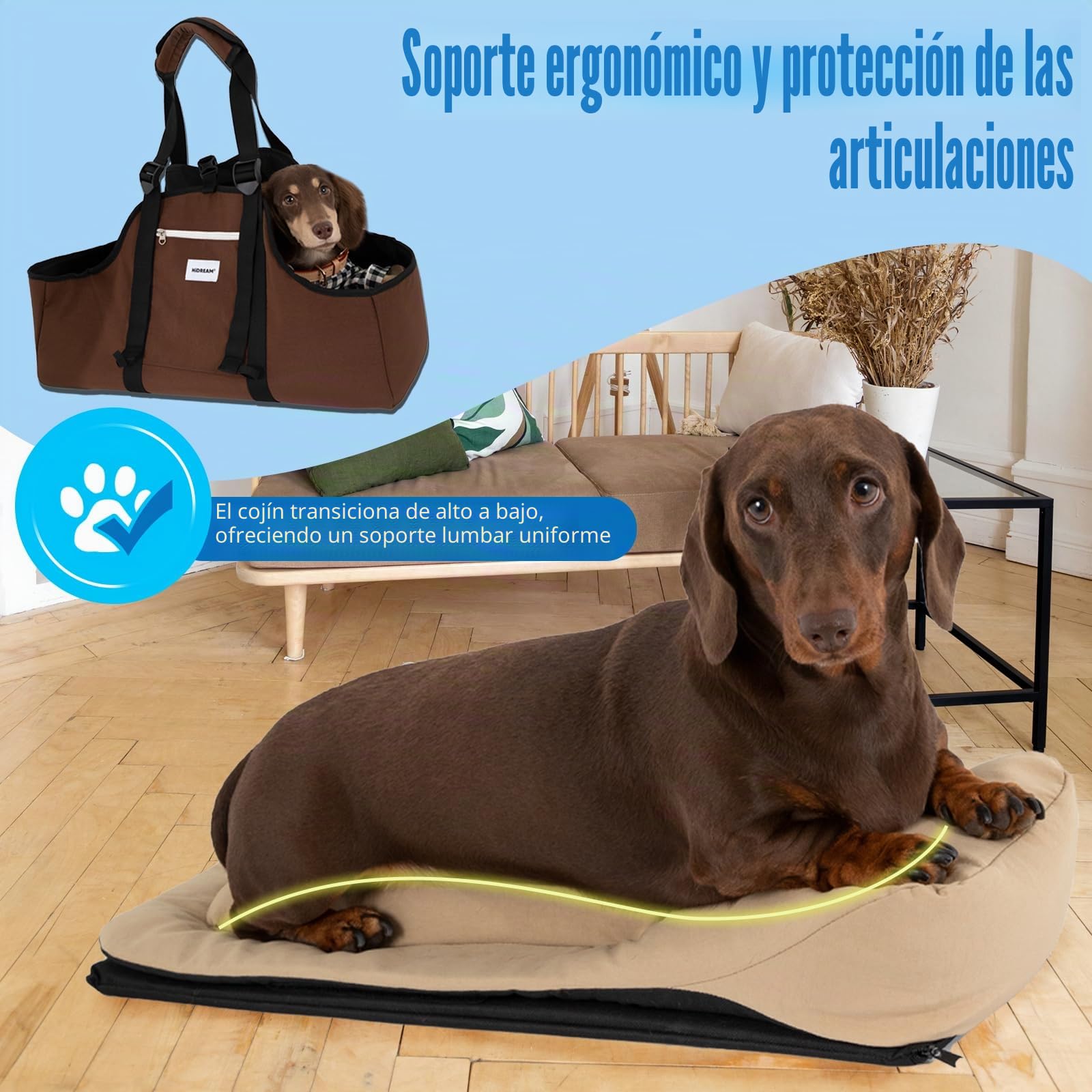 Portamascotas portátil para perros, de nylon, ligero, resistente al agua, para beagle, bolso para mascotas, bolso al hombro con cuerpo largo para hasta 8 kg, con abertura en U y clip