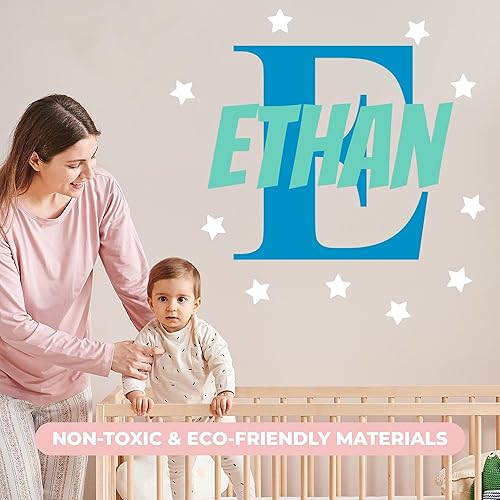 Miniatura 6 de Calcomanía de pared con nombre personalizado e inicial, calcomanía de pared mural para el hogar, dormitorio de los niños, automóvil y portátil