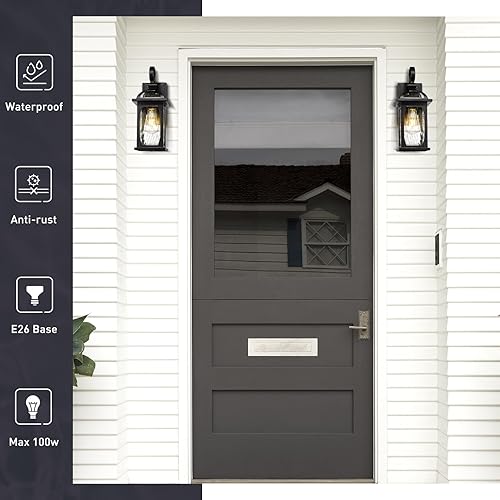 Miniatura 5 de zeyu ZD100B BK-WP - Luces de pared para exteriores de 15 pulgadas, para patio al aire libre, porche de jardín, aluminio fundido a presión con vidrio