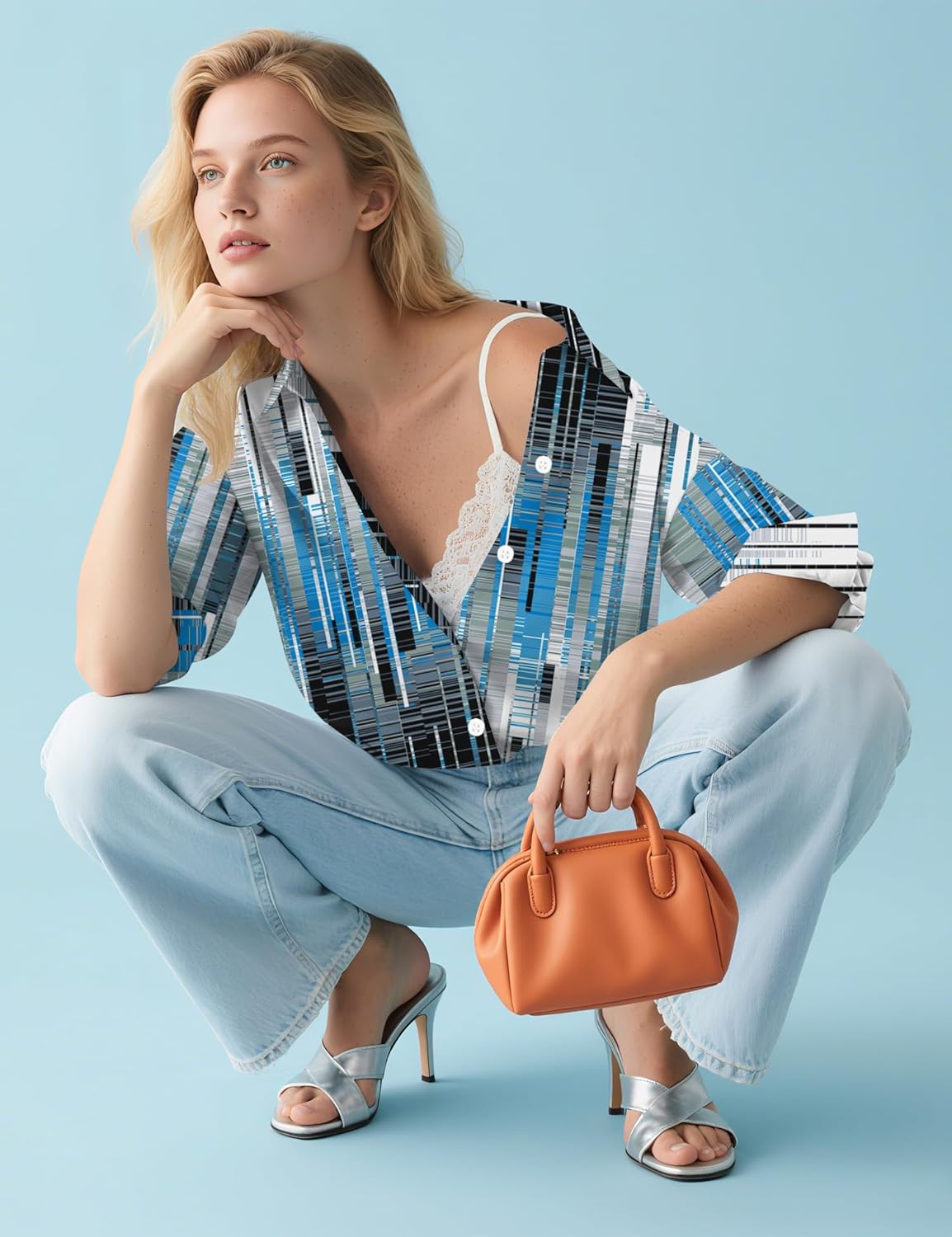 LOMON Button Down Shirt for Women Spring Summer Tops Long Sleeve Business Dressy Casual Blouses Collared Work Outfits Clothes - Image 2