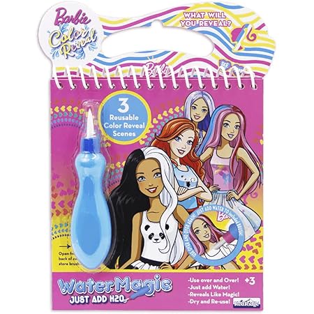 Skoodle Barbie Reusable Water Magic 3 Scenes Book With Self Drying Easy to Hold Brush Pen, Best For Indoor And Outdoor Activities, For kids Age 3+