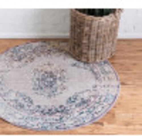 Miniatura 5 de Unique Loom Charm Collection - Alfombra bohemia, medallón, borde, pelo alto-bajo, moderna, tradicional, 7 pies 0 pulgadas x 7 pies 0 pulgadas,