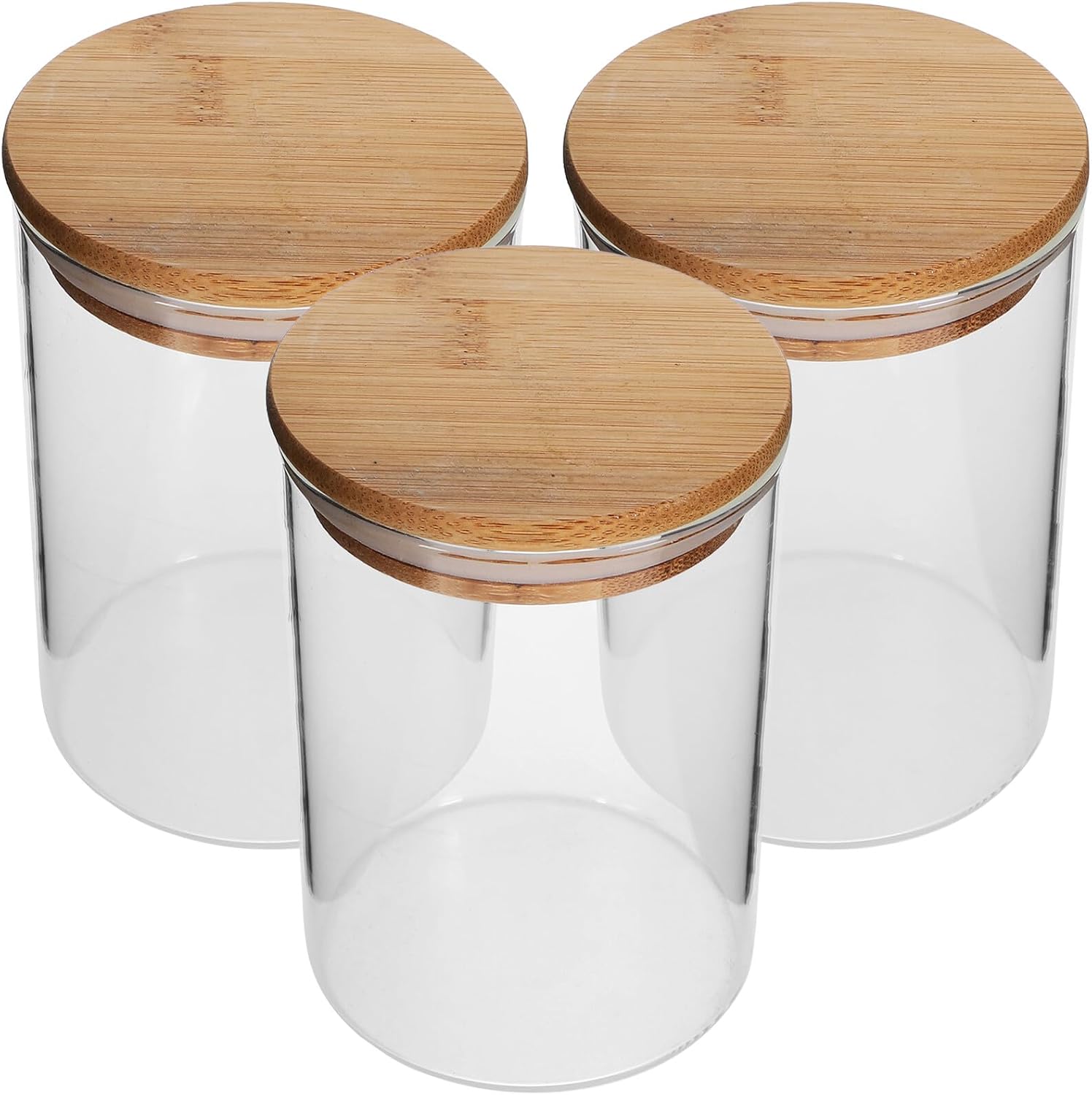 3pcs 550ml Airtight Glass Kitchen Canisters with Lids, Food Storage Jars for Coffee, Tea, Flour, and Cereal, Glass Storage Containers for Pantry Organization