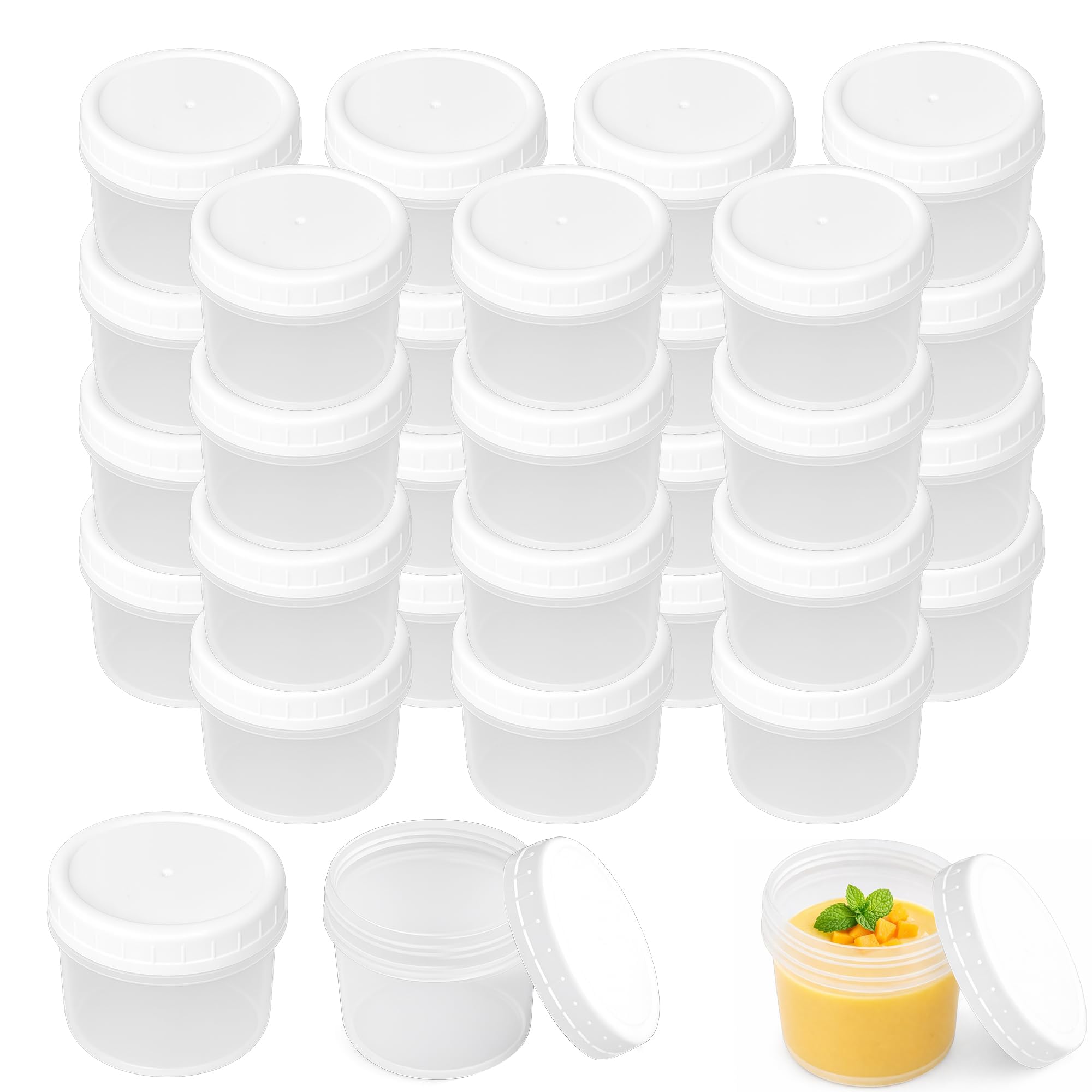 Mechioo 30 Pcs Small Food Containers with Lids 120ml Small Containers With Lids Reusable Snack Pots Food Storage Jars for Yogurt Salad Dressing Lunch Box