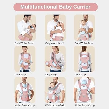 Baby Carrier Newborn to Toddler Baby Wrap Carrier (Pink) | Kangaroo Carrier with Hip Seat Toddler Infant Baby Holder for Men Women Dad Mom