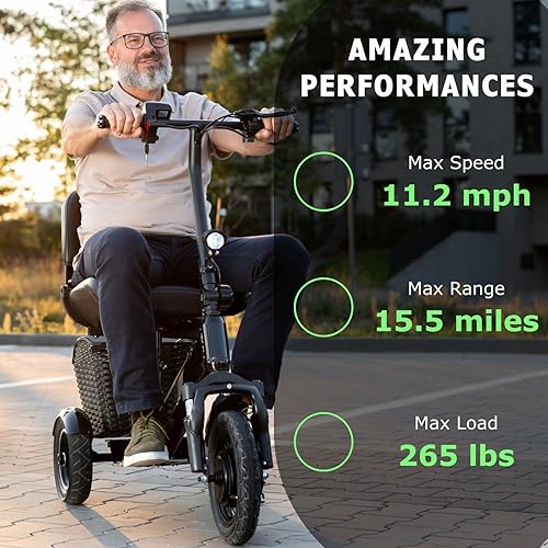 Miniatura 2 de MobiliGo - Patinetes eléctricos plegables de movilidad de 3 ruedas para adultos, personas mayores y ancianos - Scooter plegable ligero - Viaje de