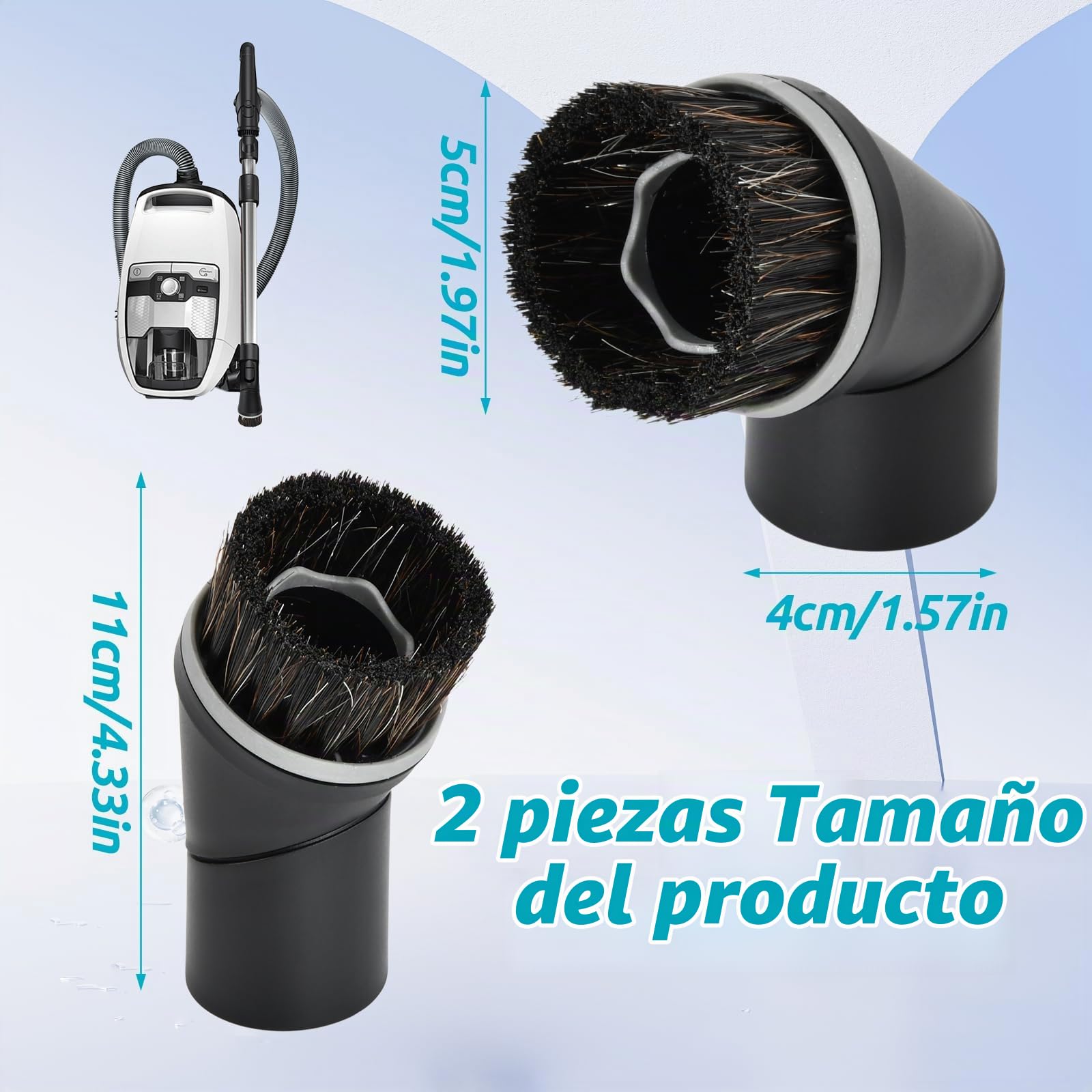 2 Piezas Cepillo Redondo para Aspiradora, 35mm de Diametro Cepillos Giratorios Compatible con Aspiradora Miele–, Cepillo para El Polvo y Boquilla para Muebles, Accesorios de Repuesto para Limpieza