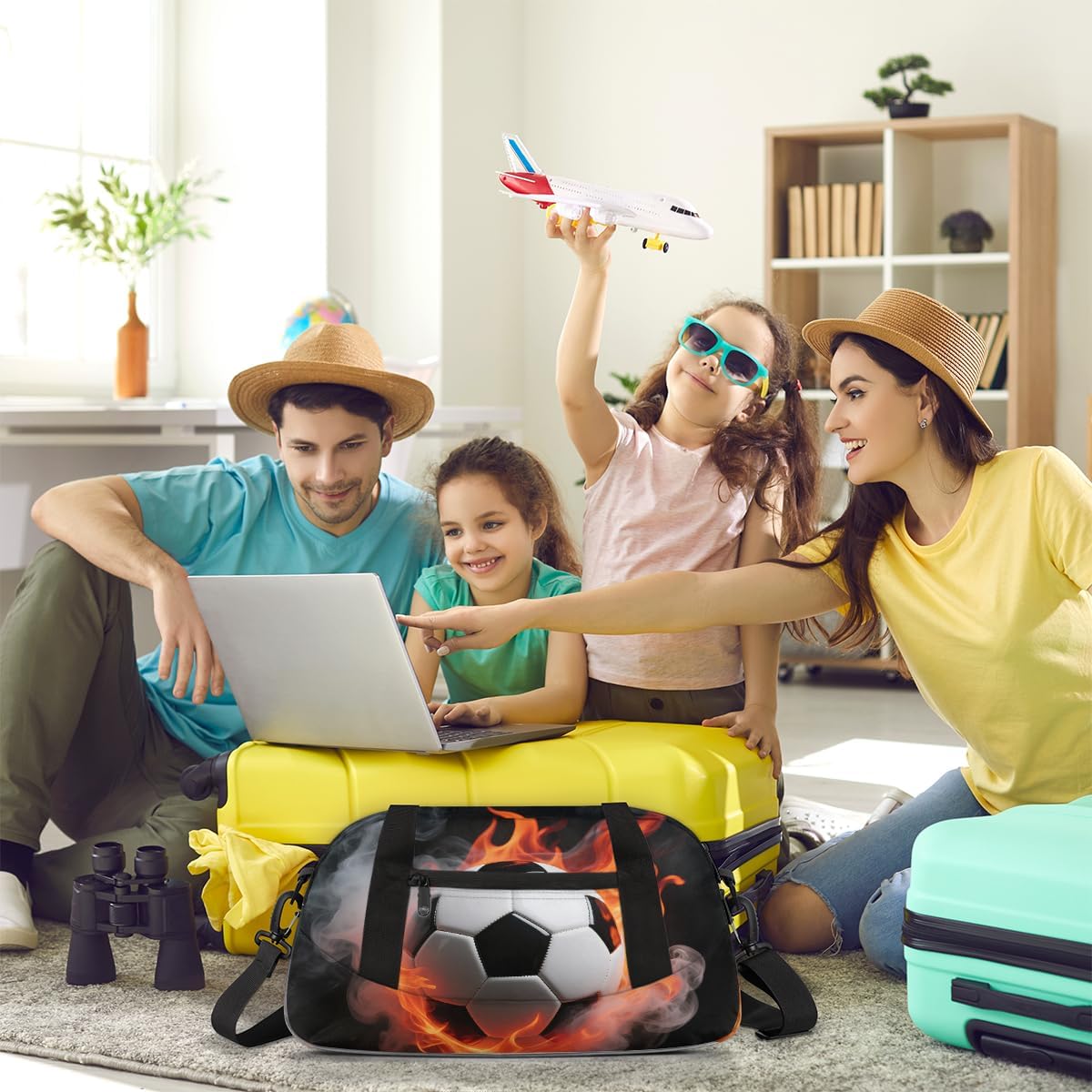 Fiery Basketball Duffel Bag for Kids Overnighter Small Duffle Bags for Boys & Girls, Sleepovers and Travel Duffel Bag for Kids, Carry-On Size & Ideal for School Practice or Sport Gym Bags