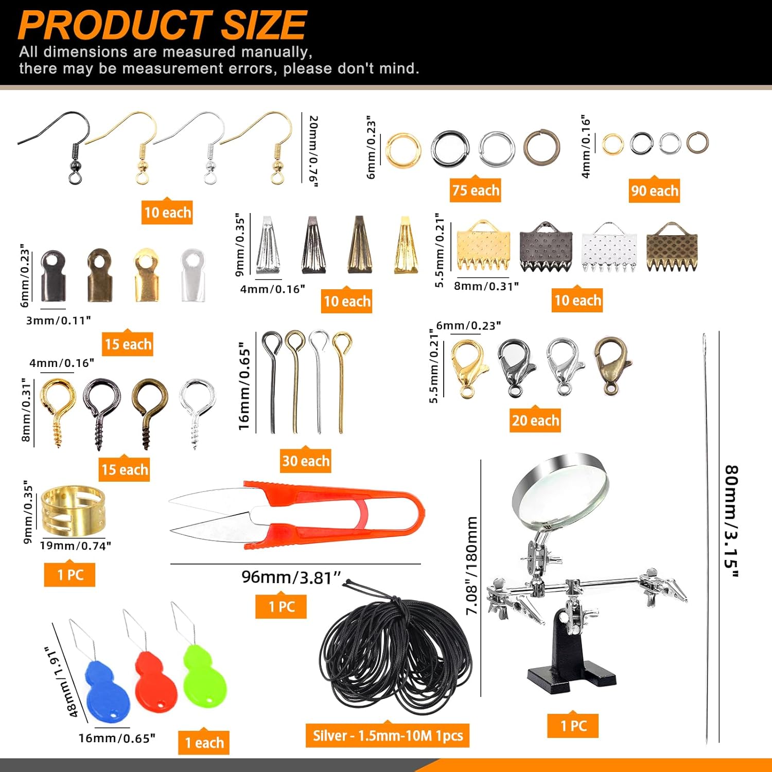 Rustark 1481Pcs Jewelry Making Supplies Kit with Jewelry Pliers, Jewelry Wires, Jewelry Jump Rings Findings, Jewelry Making Tools and Accessories with Storage Bag for Jewelry Making Repair and Beading