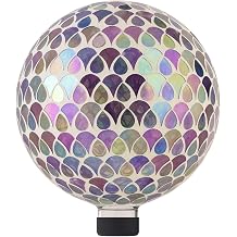 Alpine Corporation HGY438 Outdoor Mosaic Glass Gazing Globe with Colorful Teardrop Design, 10" Diameter, Multicolor