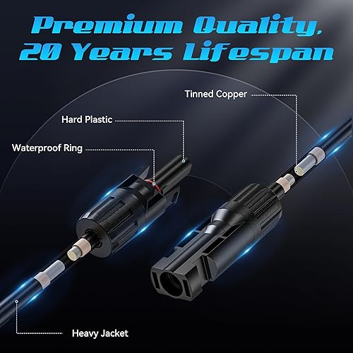 Miniatura 2 de 1 par de conectores solares en Y, cable adaptador paralelo de rama, cable solar de alimentación para panel solar, cable de rama en Y de 30 A 1000 V