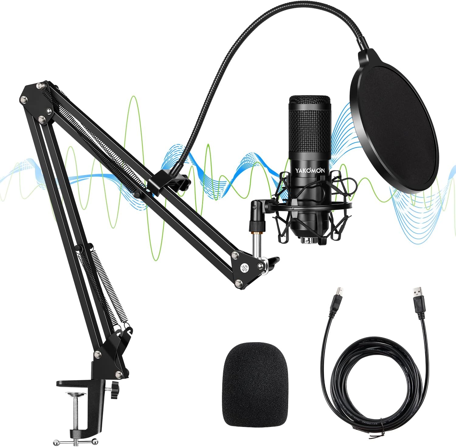 YakomonUSB Microphone, Condenser Microphone,Recording Studio Kit with Standing,Singing Professional Microphone,192KHZ/24Bit Streaming Podcast PC Mic for YouTube Video/Game/PS4(Updated)