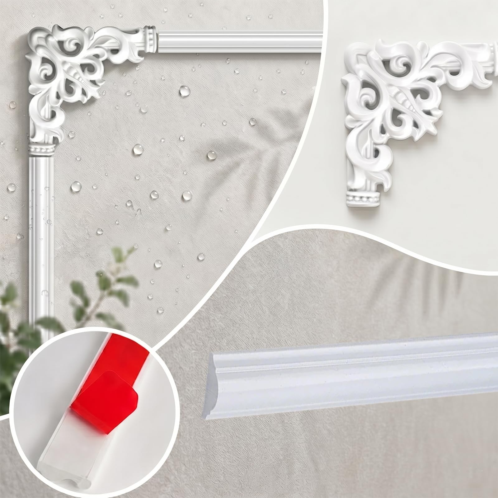 Modanatura Adesiva per Pareti PVC Flessibile Modanature per Soffitto Scale White,5m