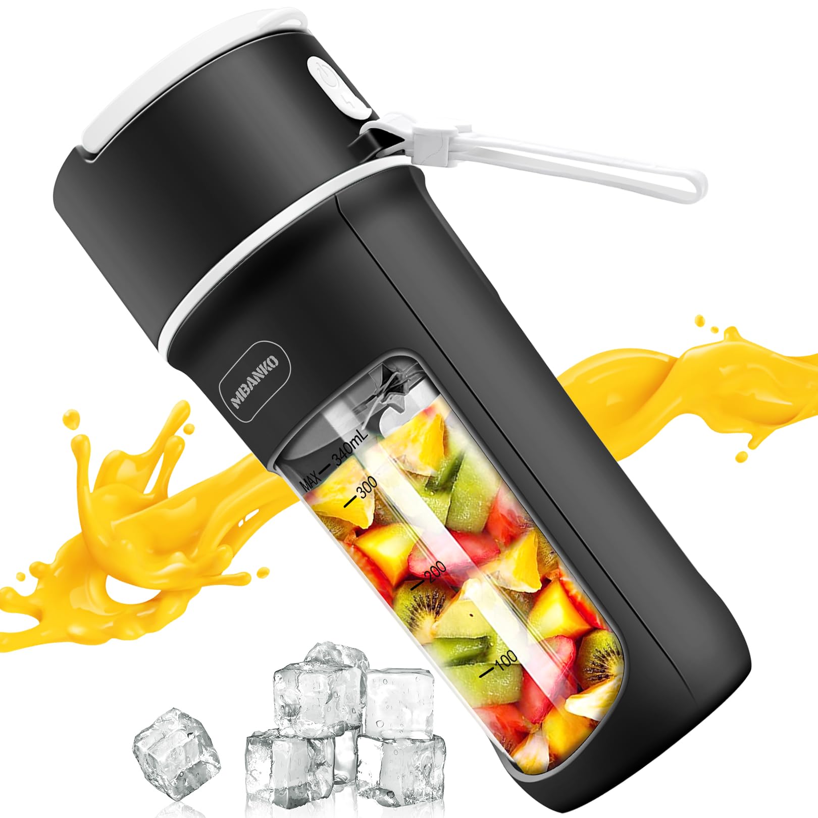 Portable Blender, Blender For Shakes and Smoothies, Personal Blender USB Rechargeable, Fresh Juice Blender With 10 Blades Black