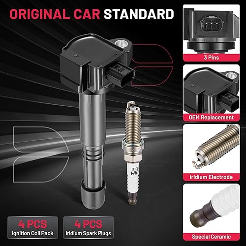 Vista 195 de BDFHYK Paquete de bobinas de encendido y bujías de iridio compatibles con Acura RSX Honda Accord Civic CR-V Element repuesto para UF583 UF311